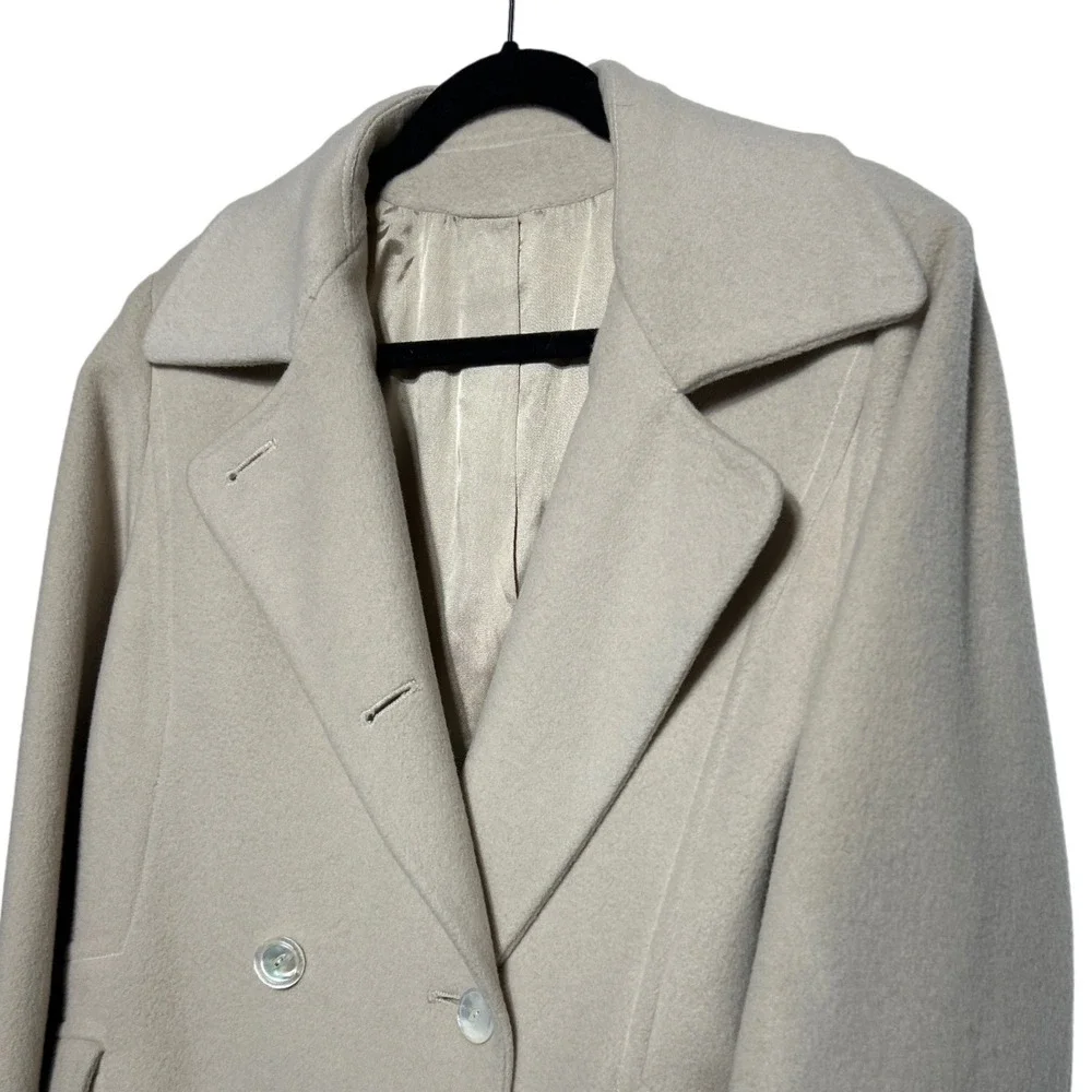 VTG Arnold Scaasi Merino Wool Coat Beige Women's VTG Size 12  (current Sz 8) EUC
